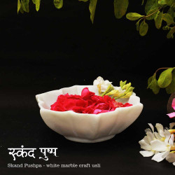 Skanda Pushpa- Hexagonal White Marble Flower Urli Bowl - 6"