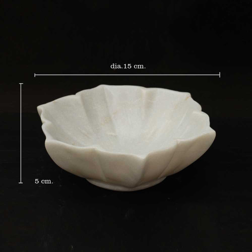 Skanda Pushpa- Hexagonal White Marble Flower Urli Bowl - 6"