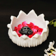 Kurmavtar - Divine Support- Black Stone Turtle in Lotus-Shaped Urli Bowl