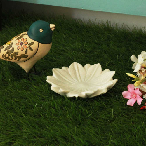 Blooming Egyptian lotus– White Marble Urli Plate
