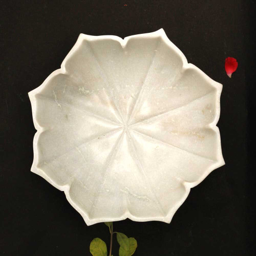 Ashtadal- Octagonal White Marble Flower Urli Bowl - 7"