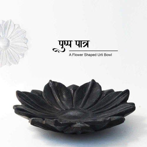 Blooming Egyptian lotus– Black Marble Urli Plate